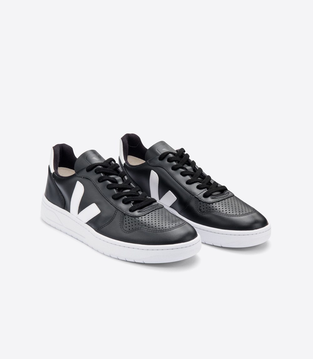 Tenis Veja Hombre - V-10 Cuero - Negros/Blancos - 951NWOIDK